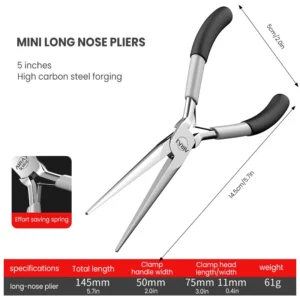 Carbon Steel Needle Nose Pliers for Electrical & DIY